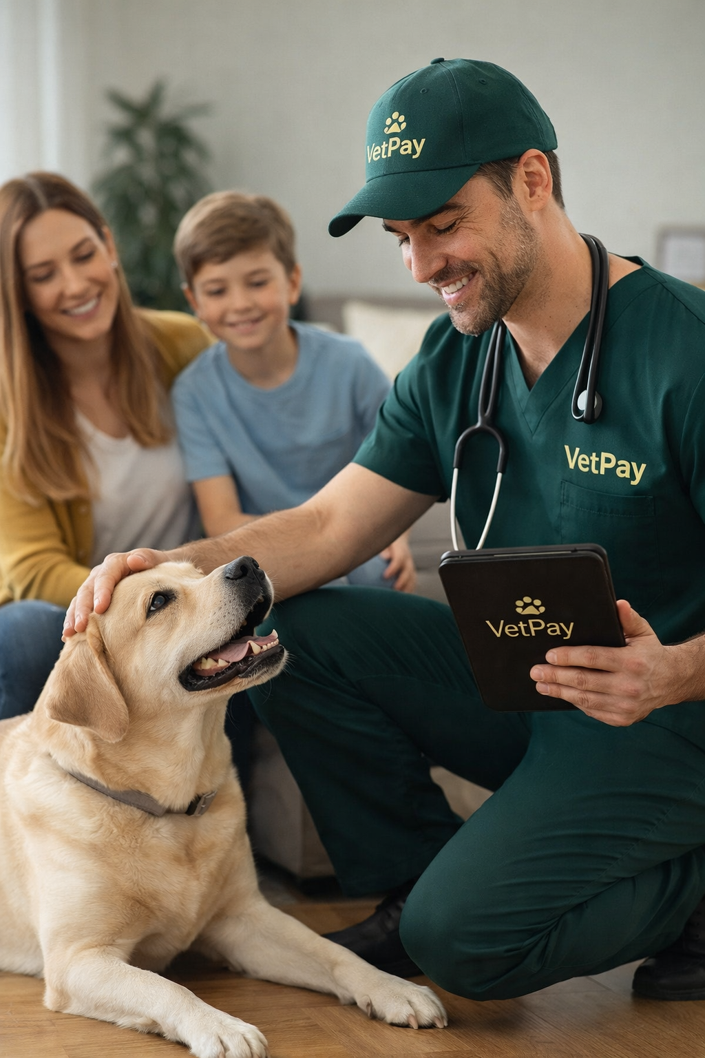 Veterinario VetPay atendendo cachorro em casa
